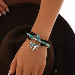 Cactus Tag Bracelet Set – S925 Silver with Imitation Turquoise Design
