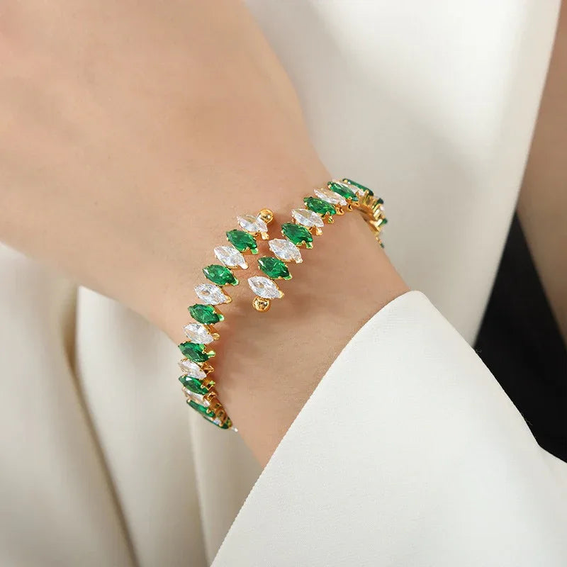 Celestia Gem Bracelet – 18K Gold Dazzling Luxury with Zircon Detailing - Argesteel