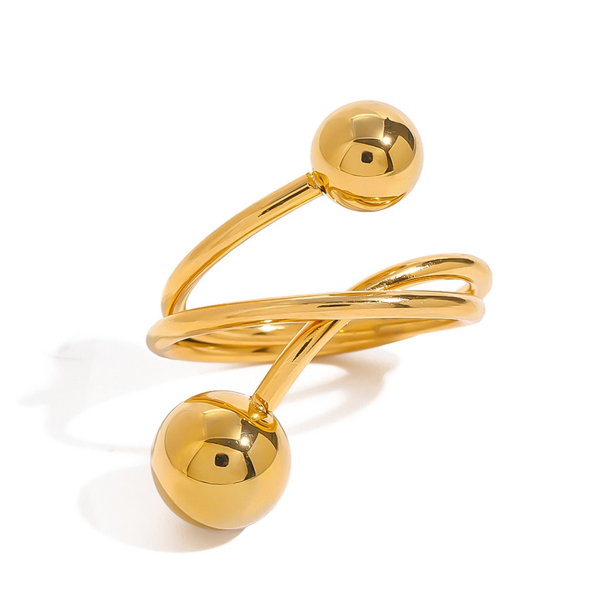 Elegant geometric sphere ring in 18K gold minimalist design