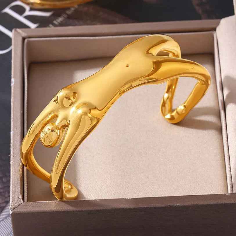 Vita Sculptural Body Bracelet - 18K Gold Artistic Cuff with Open Design