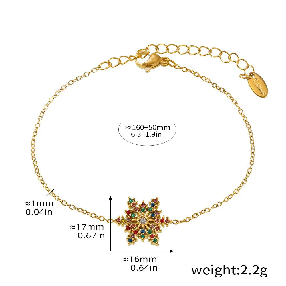 18K gold snowflake jewelry with dazzling zircon accents