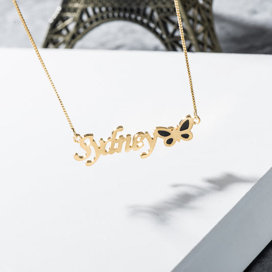 Custom Butterfly Name Necklace – Noble Dazzling | Argesteel