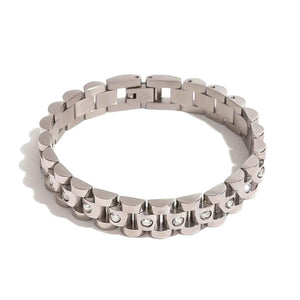 Luxe Link Watchband Luxury Bracelet - Diamond-Studded Elegance