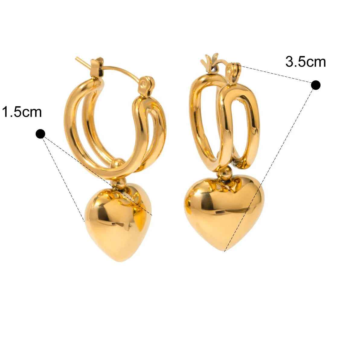 Vivara Sliding Heart Earrings in 18K Gold – Elegant High-End Playful Design