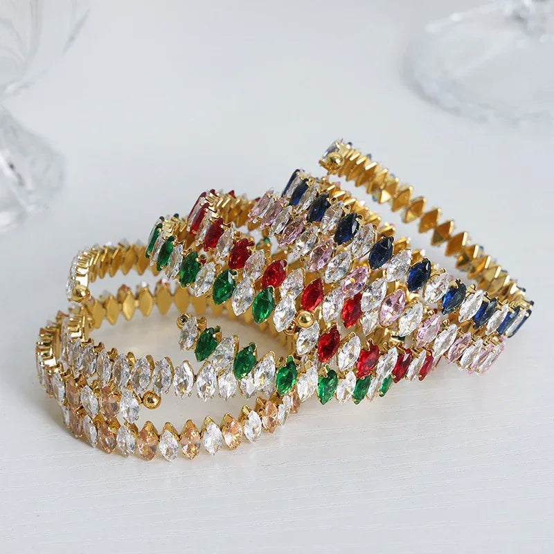 Celestia Gem Bracelet – 18K Gold Dazzling Luxury with Zircon Detailing - Argesteel