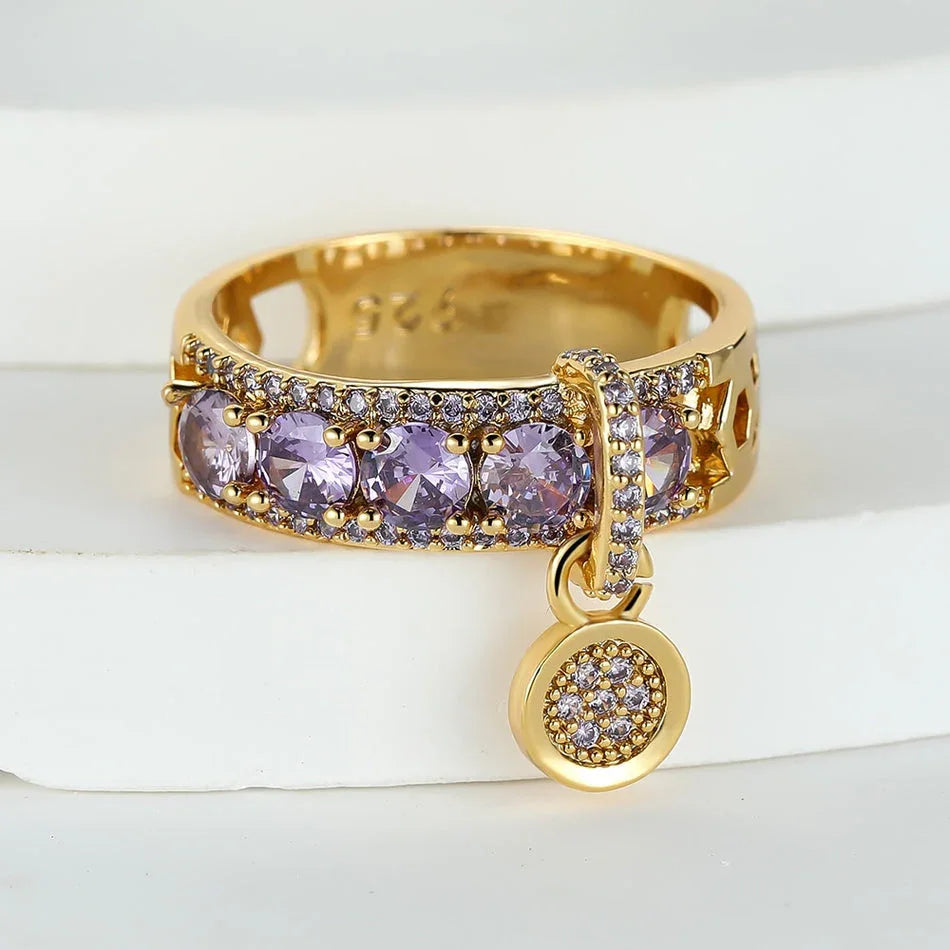 Royal Charm Ring – 925 Silver Gold-Plated Gemstone Elegance