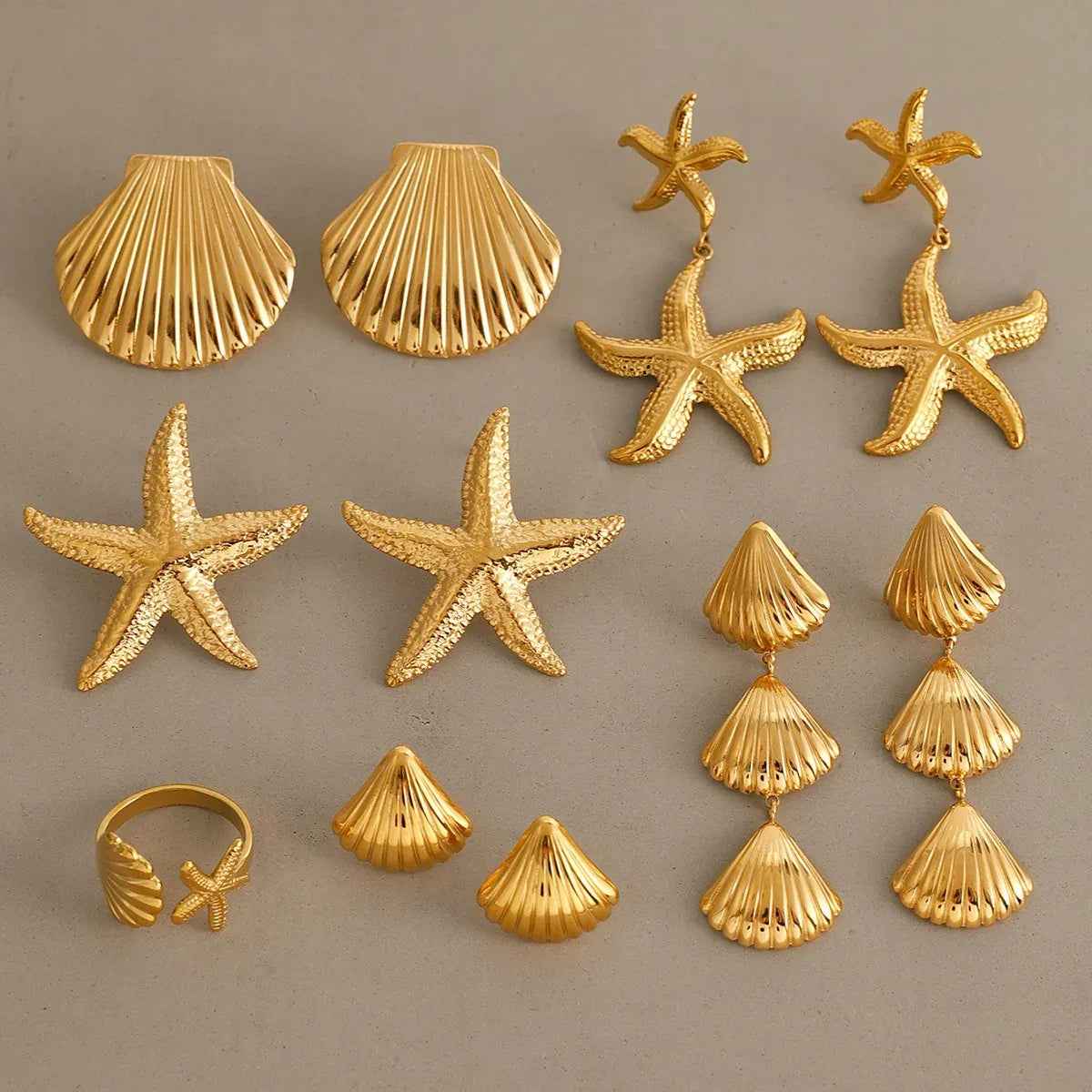 Starfish Shell Earrings - Light Luxury Design in 18K Gold Plated Finish