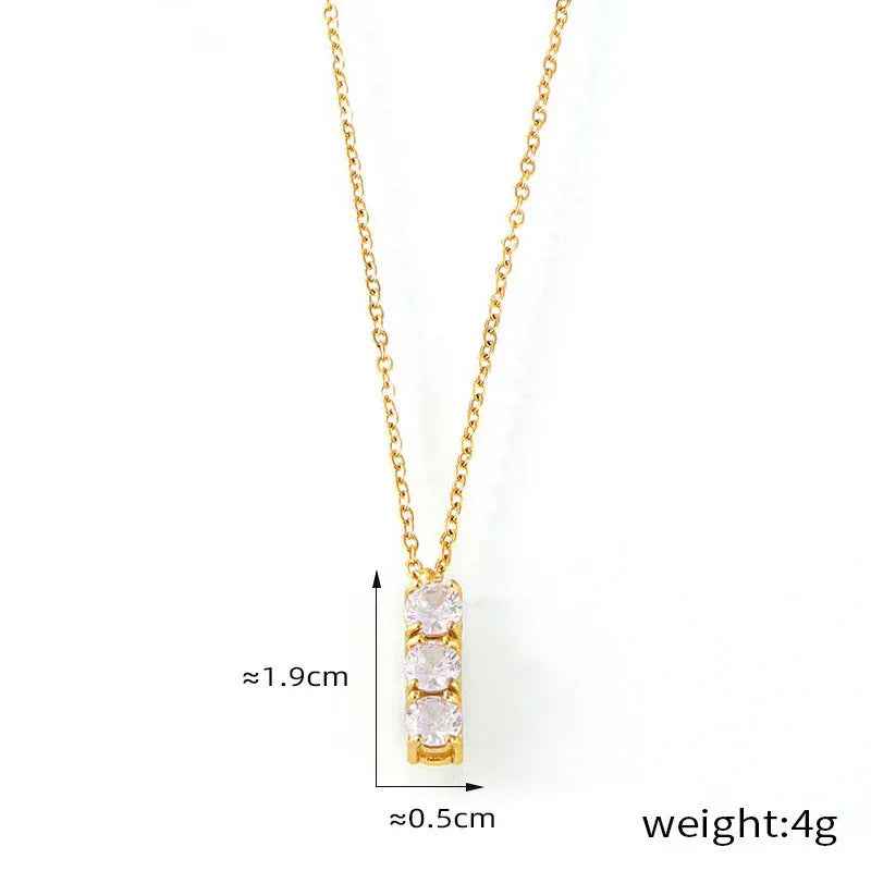 Square Zircon Pendant Necklace - Elegant Minimalist Design in 18K Gold