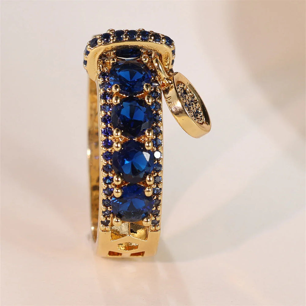 Royal Charm Ring – 925 Silver Gold-Plated Gemstone Elegance