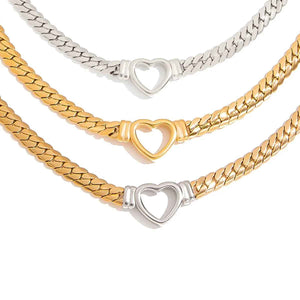 Hollow Heart Necklace – 18K Gold Trendy Personalized Modern Design