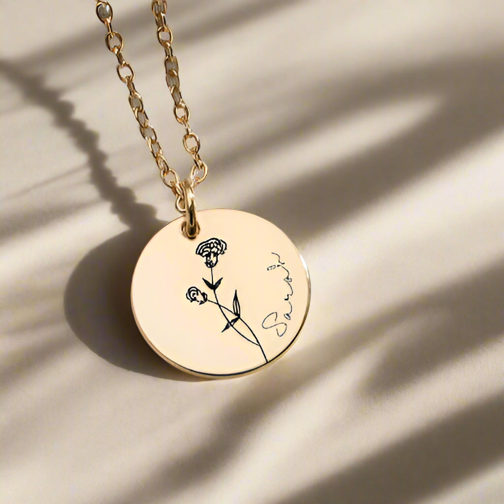 Bloom & Name – S925 Silver Birthday Flower with Customizable Name Necklace