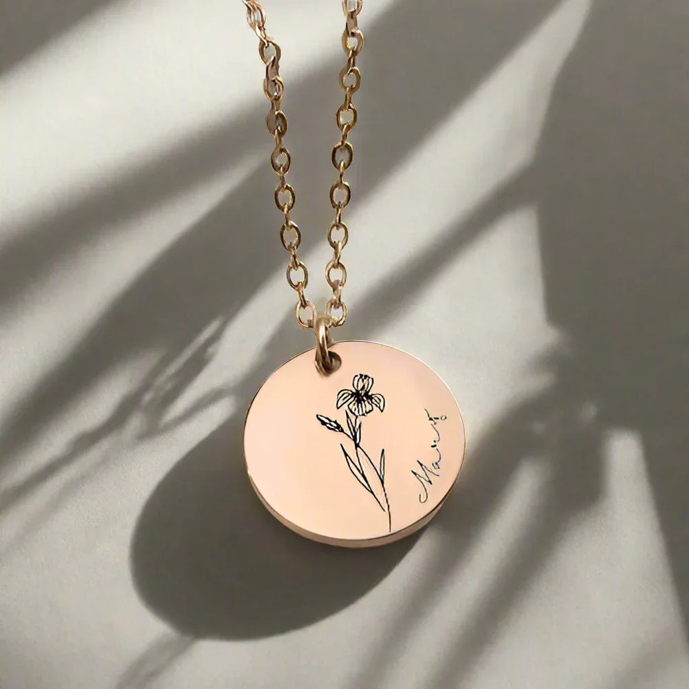 Bloom & Name Customizable Silver Name Necklace - S925 Silver Birthday Flower - Argesteel