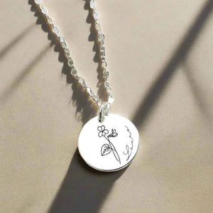 Bloom & Name Customizable Silver Name Necklace - S925 Silver Birthday Flower