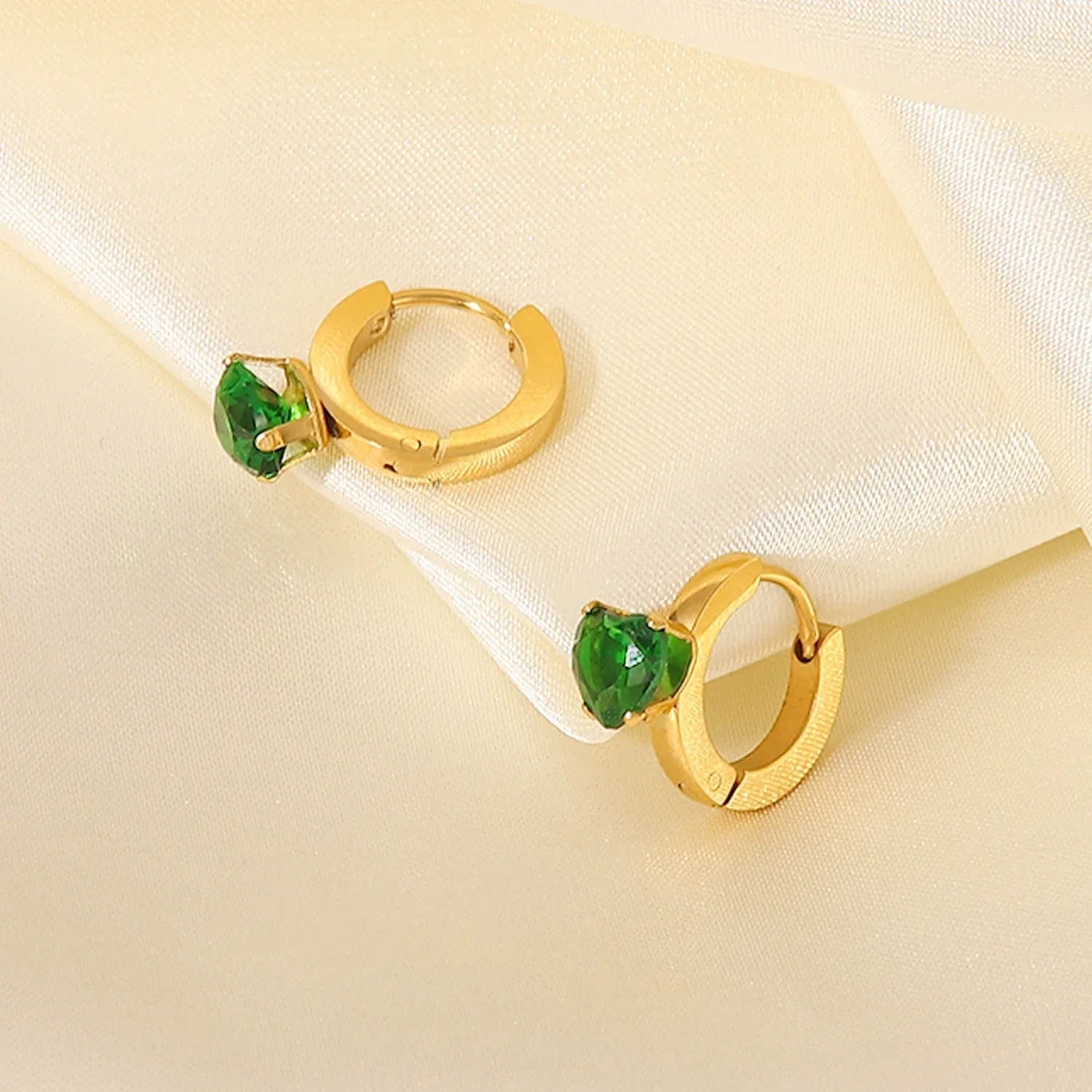 Starlight Elegance – 18K Gold Gemstone Inlaid Earrings