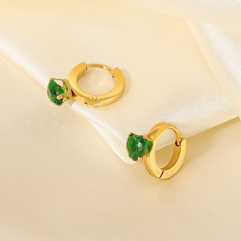 Starlight Elegance – 18K Gold Gemstone Inlaid Earrings