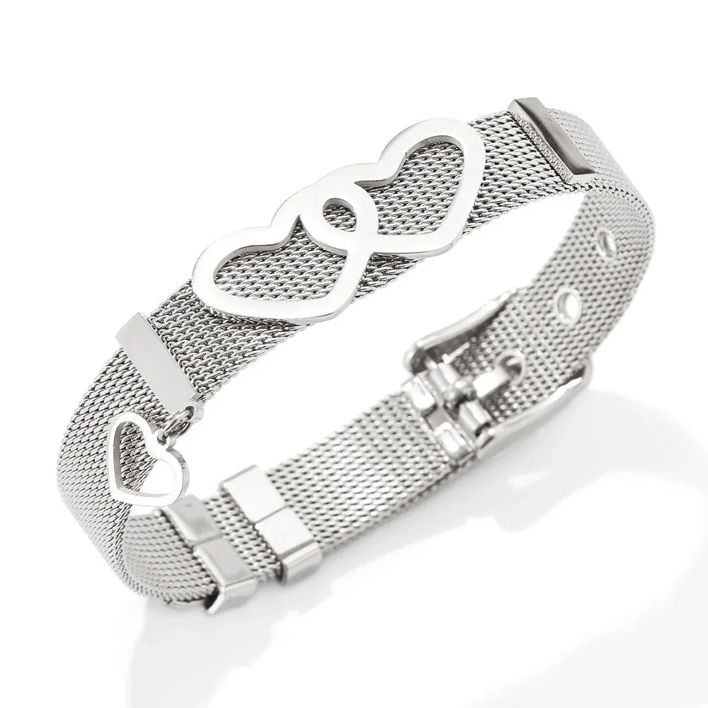 Eternal Bond – 18K Gold Love Bracelet with Strap-Inspired Heart Design