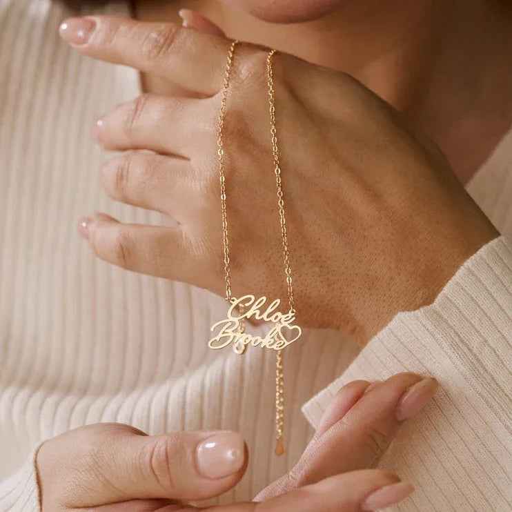 Hollow Heart Name Necklace – Customizable Silver 925 Romantic Gift