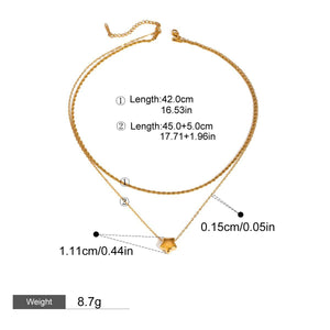 Double Chain Heart Star Necklace – 18K Gold Plated Simple | Argesteel