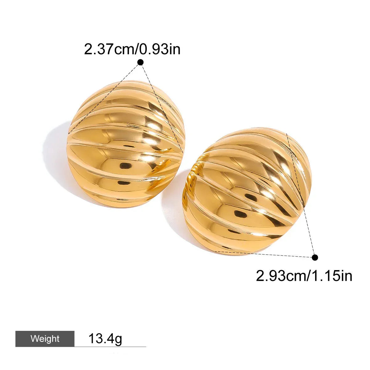 Sculpted Oval – 18K Gold Ribbed Texture Handmade Earrings