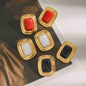 GeoCurve Rectangular Earrings - Geometric 18K Gold Statement Design