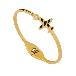 Skyline Spirit 18K Gold Airplane Bracelet - Light Luxury Design