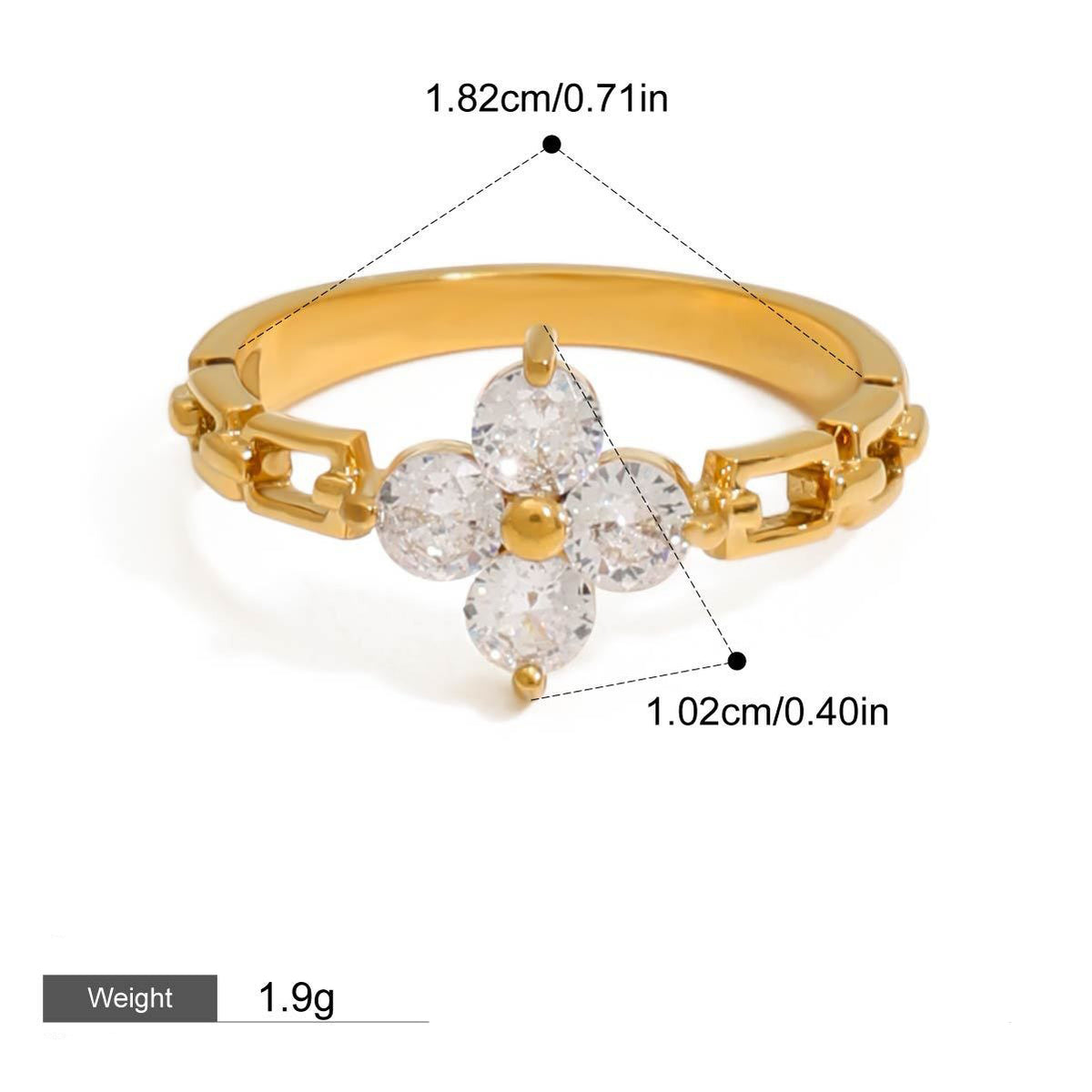 Flower Gemstone Ring – 18K Gold Plated Exquisite Dazzling | Argesteel