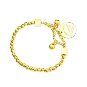 Golden Echo – 18K Gold Beaded Bracelet with Retro Coin Charm