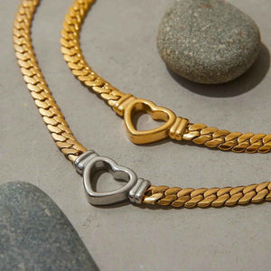 Hollow Heart Necklace – 18K Gold Trendy Personalized Modern Design