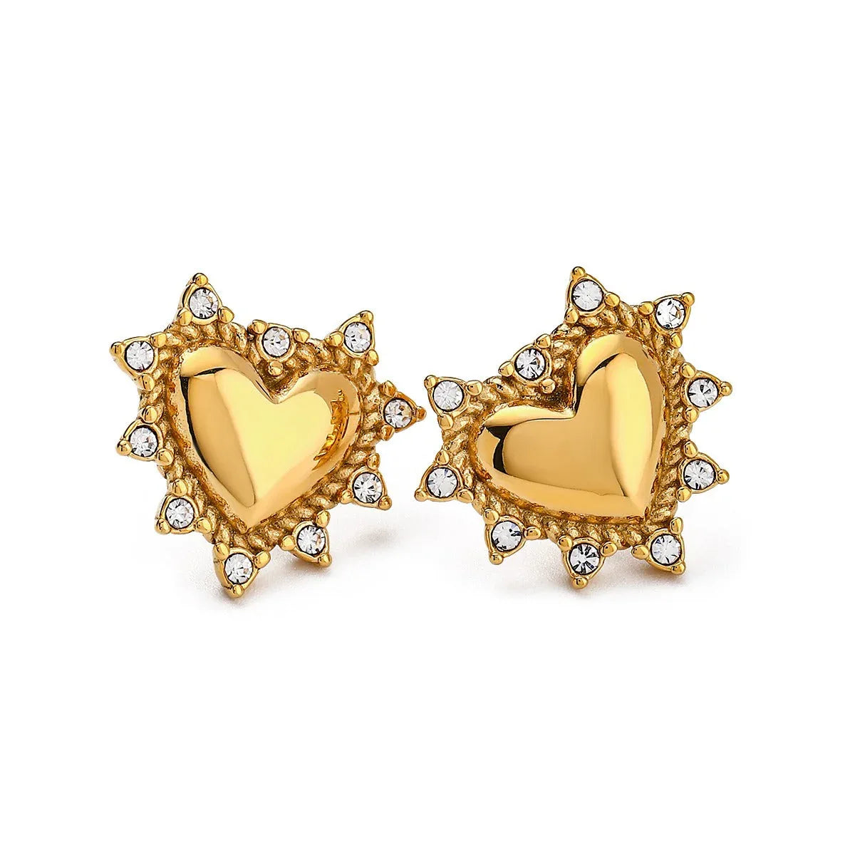 Heartspark – 18K Gold Heart-Shaped Diamond Statement Earrings