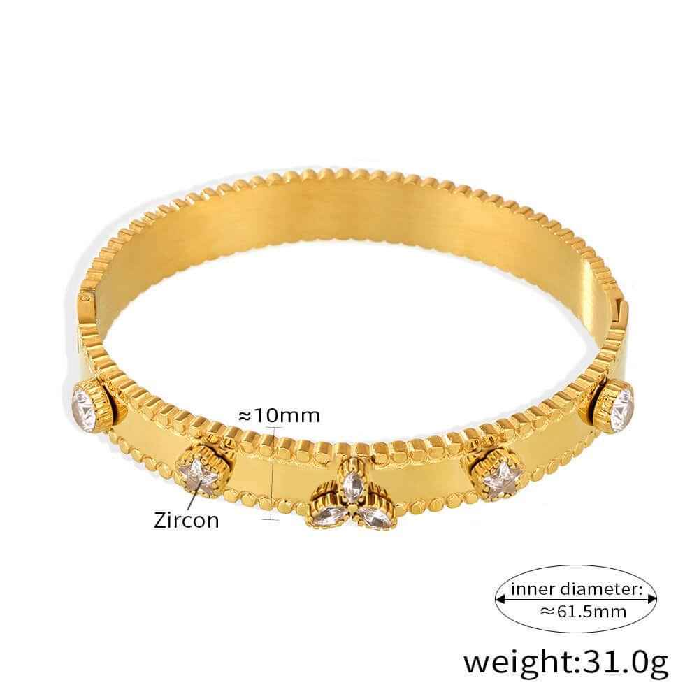 Trèfle Éclat Bracelet - Exquisite 18K Gold Gemstone Bracelet with Trefoil & Floral Design