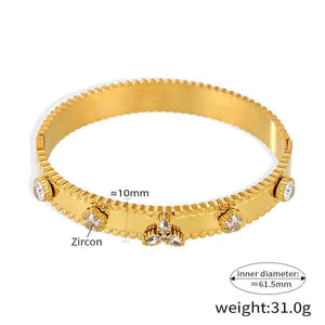 Trèfle Éclat Bracelet - Exquisite 18K Gold Gemstone Bracelet with Trefoil & Floral Design