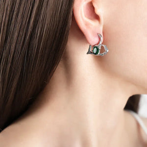 Exquisite Dazzling – 18K Gold Hollow Heart Gemstone Earrings