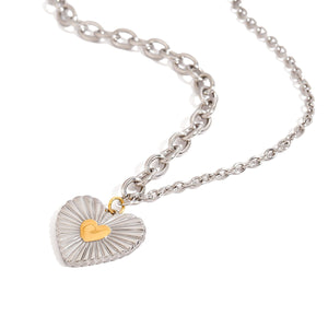 Heart Texture Pendant Necklace – 18K Gold Plated Exquisite | Argesteel