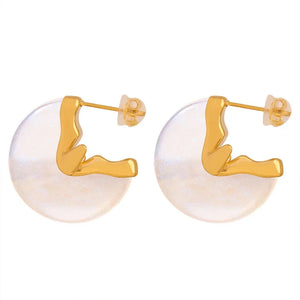 Fleur Éventail – 18K Gold Fan-Shaped Gemstone Earrings