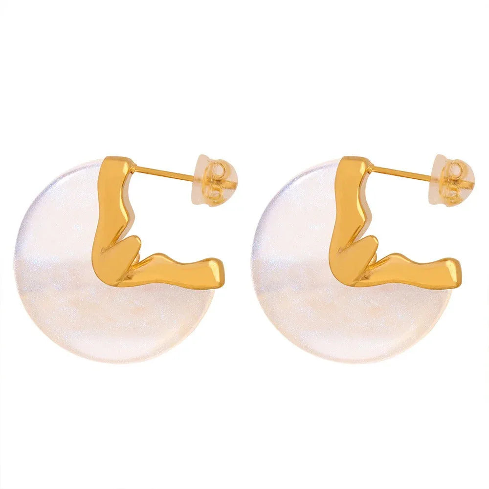 Fleur Éventail – 18K Gold Fan-Shaped Gemstone Earrings