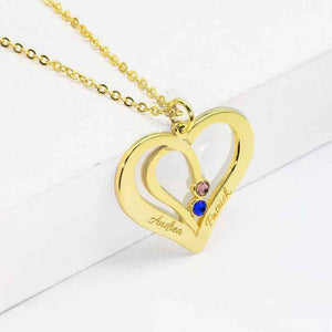 Everlove Customizable Silver Heart Necklace - Hollow Heart Design with Personalized Name