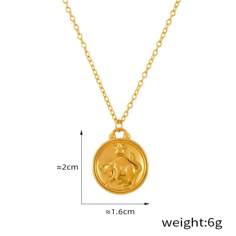 Celestia 18K Gold Zodiac Pendant Necklace - Elegant Constellation Jewelry - Argesteel