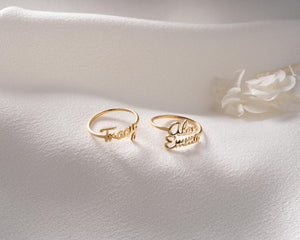 Customized Double Name Open Ring for Women - Argesteel