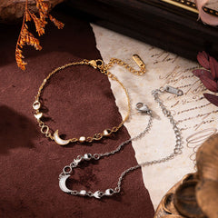 Celestial moon and crescent bracelet in 18K gold