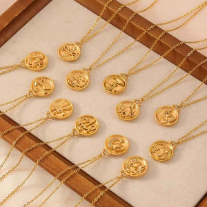 Celestia 18K Gold Zodiac Pendant Necklace - Elegant Constellation Jewelry