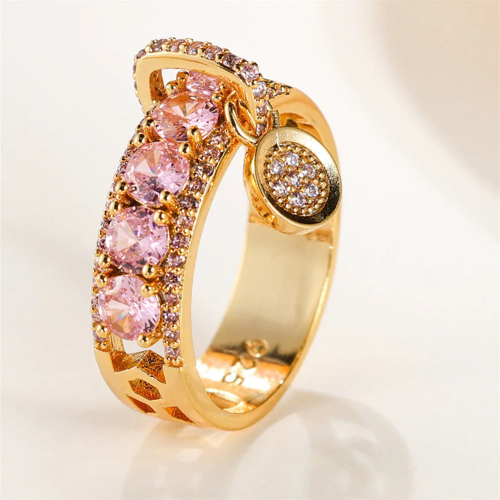 Royal Charm Ring – 925 Silver Gold-Plated Gemstone Elegance