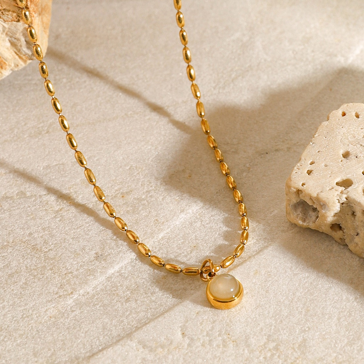 18K Gold Retro Gemstone Pendant Necklace for Women - Argesteel
