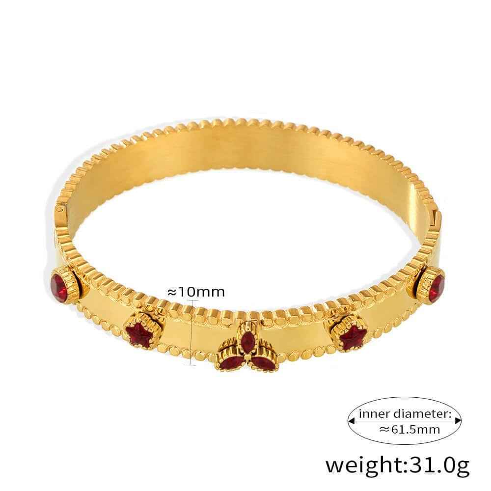 Trèfle Éclat Bracelet - Exquisite 18K Gold Gemstone Bracelet with Trefoil & Floral Design