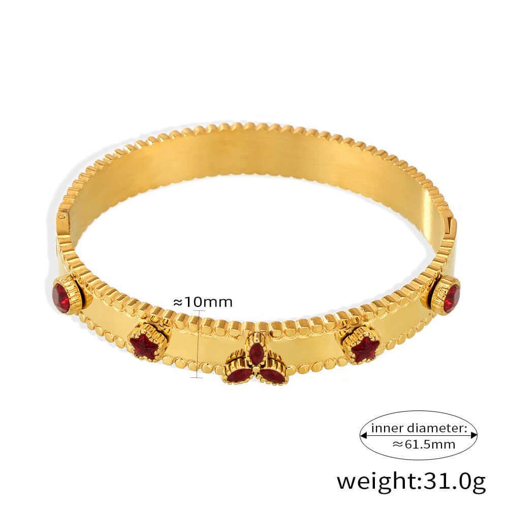 18K gold trefoil inlaid gemstone exquisite design noble bracelet Bracelets