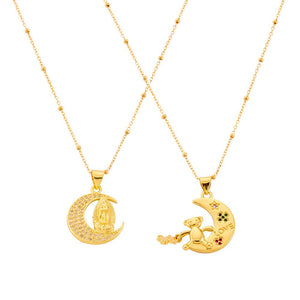 Crescent Moon Diamond Necklace – 18K Gold Plated Light Luxury | Argesteel