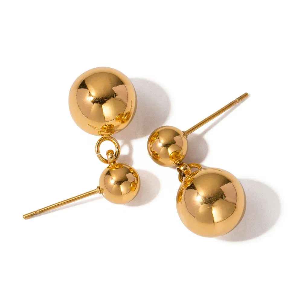 Orla Sphere Stud Earrings - 18K Gold Minimalist Round Ball Design for Effortless Style