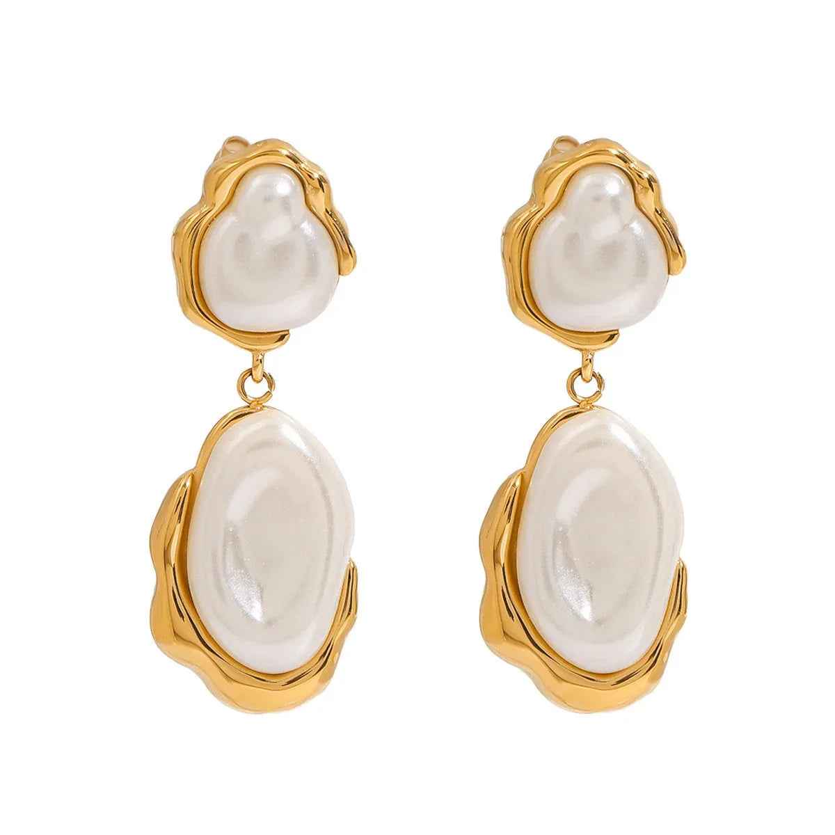 Irregular Pearl Earrings – Light Luxury 18K Gold Artistic Elegance