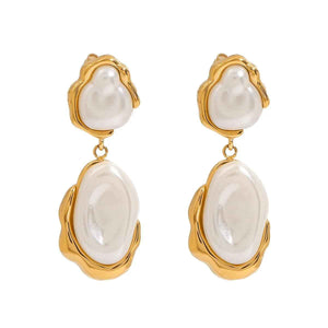 Irregular Pearl Earrings – Light Luxury 18K Gold Artistic Elegance