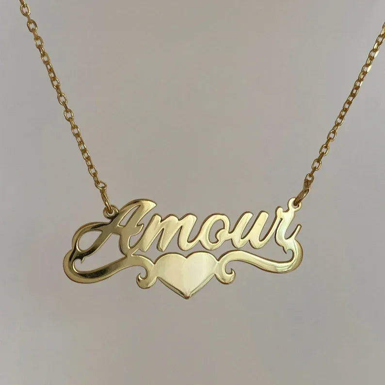 Amora Custom Name Necklace – Personalized Heart Pendant in Silver - Argesteel