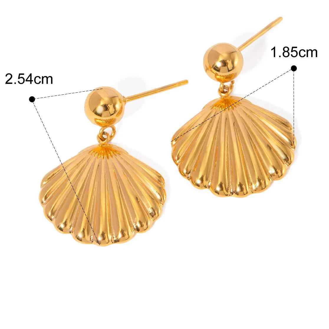 Solenne PearlShell Drop Earrings - Elegant 18K Gold Bead & Shell Design